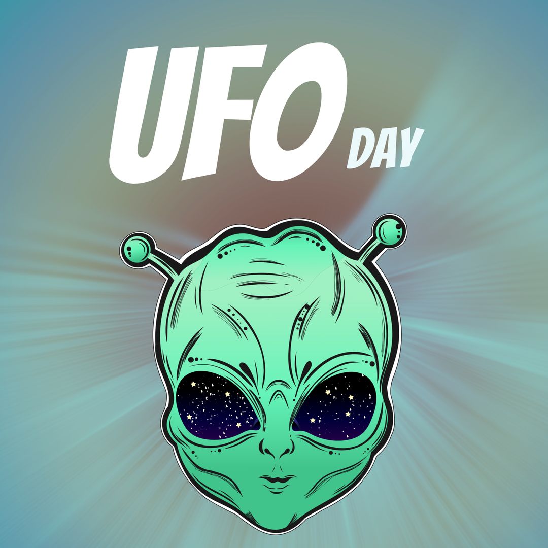 UFO Day Alien Illustration with Cosmic Style