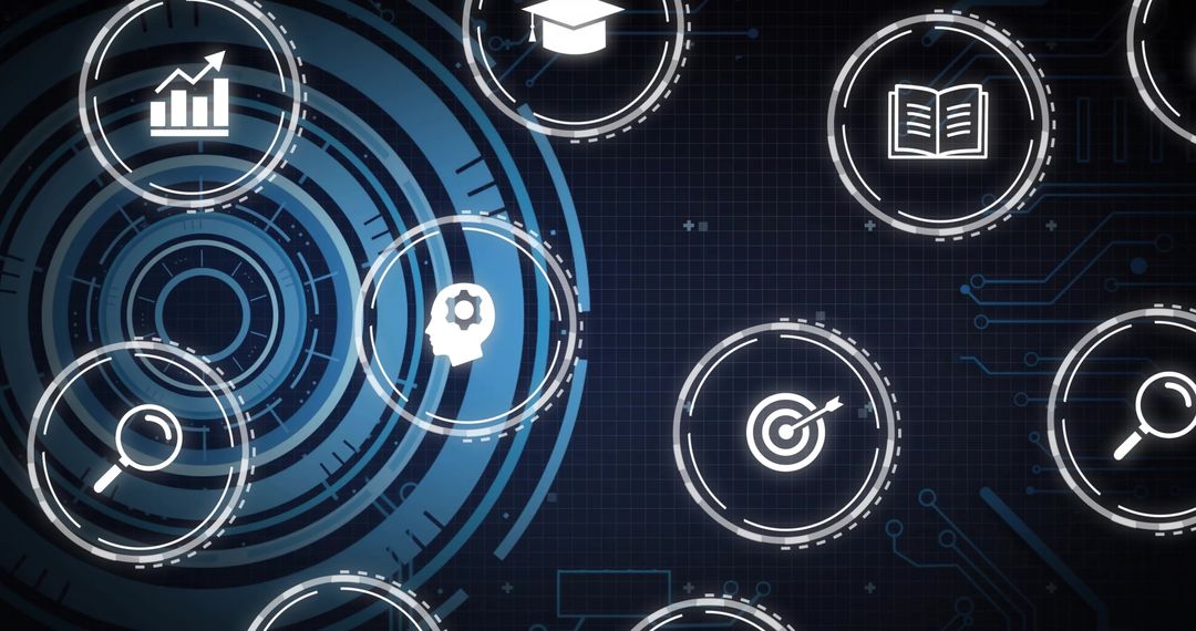 Futuristic Interface with Technology and Data Analytics Icons
