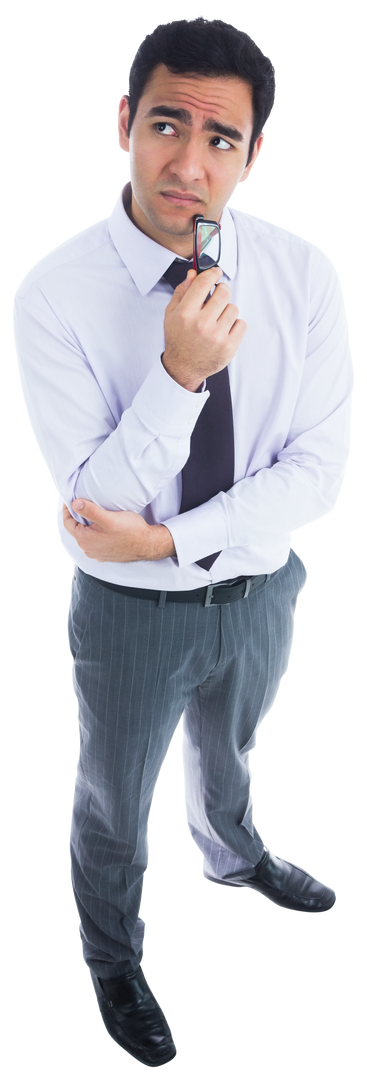 Biracial Businessman Contemplating with Eyeglasses on Transparent Background - Download Free Stock Images Pikwizard.com