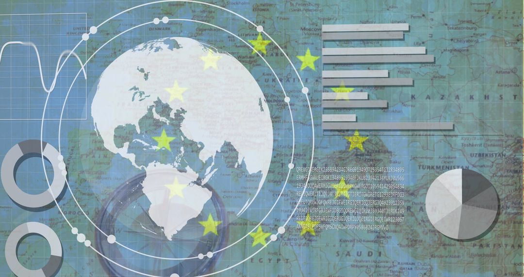Digital Map of Europe with Data Overlay and Technology Themes
