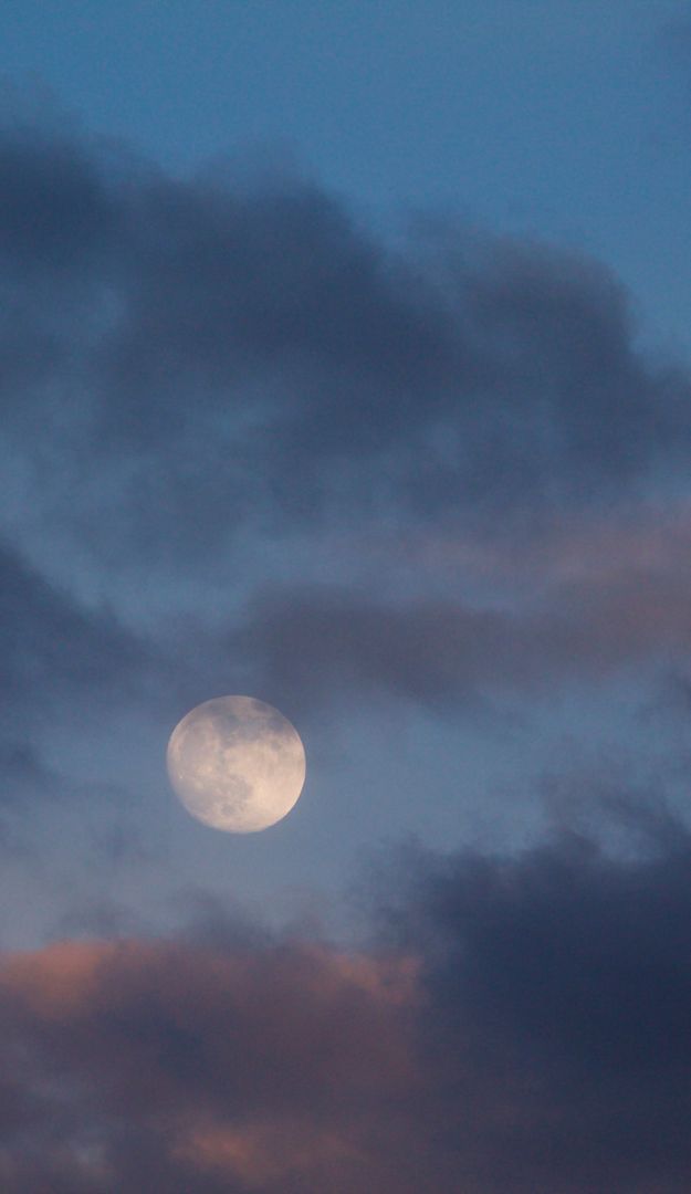 Full moon rising behind clouds during twilight - Free Images, Stock Photos and Pictures on Pikwizard.com