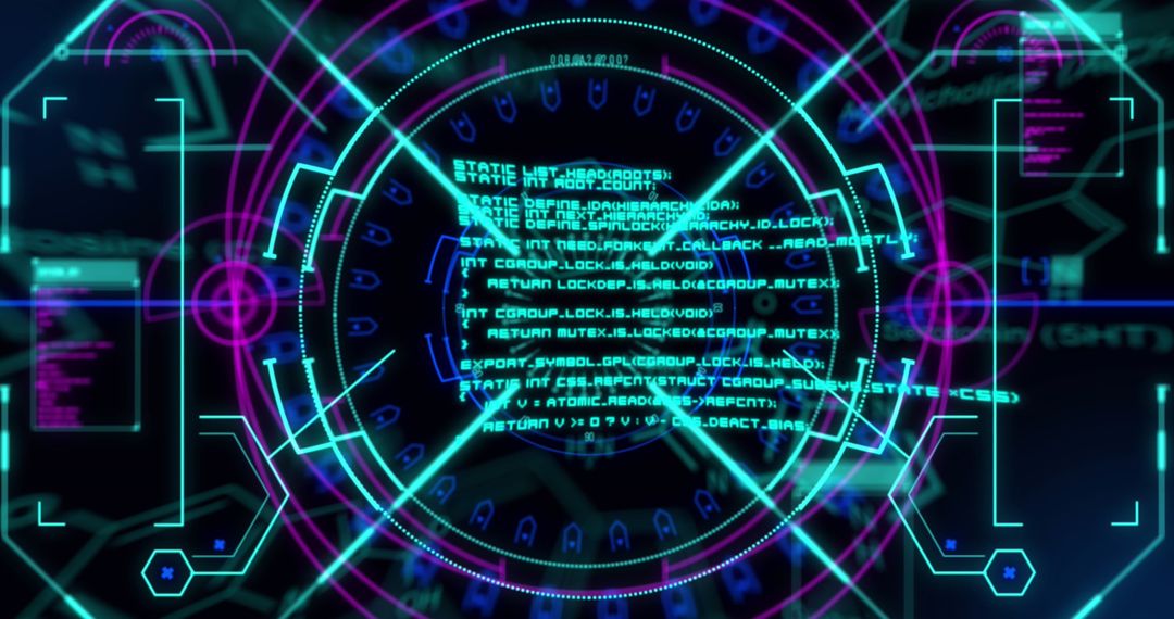 Futuristic HUD Interface with Digital Data Process Visualization