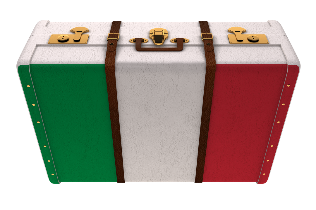 Stylish Leather Suitcase with Italian Flag on Transparent Background - Download Free Stock Images Pikwizard.com