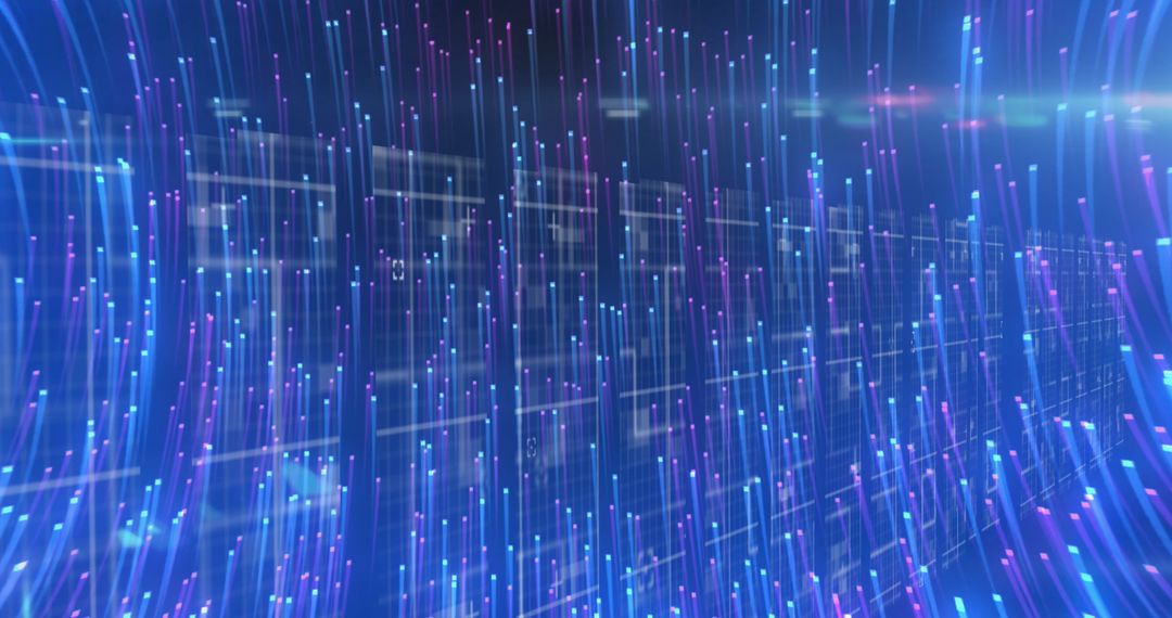 Abstract Digital Data Stream with Neon Lights Motion