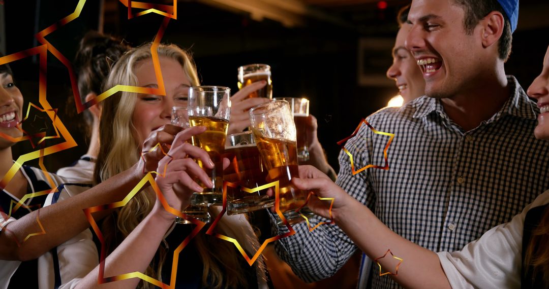 Friends Toasting with Beers at Celebration Party