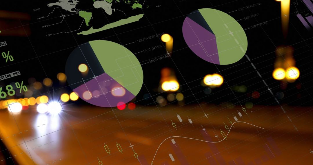 Digital Data Processing Overlay on City Lights