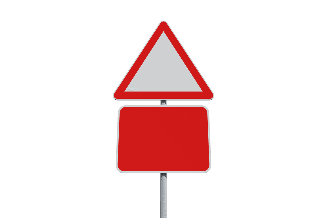 Blank Red and White Traffic Signs on Transparent Background