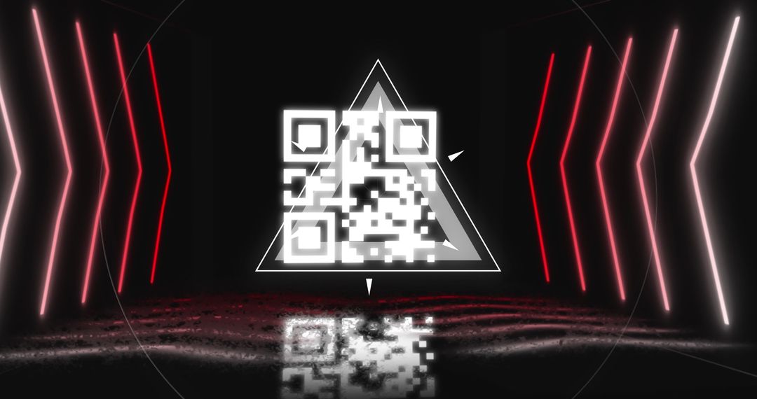 Futuristic QR Code in Neon Geometric Design