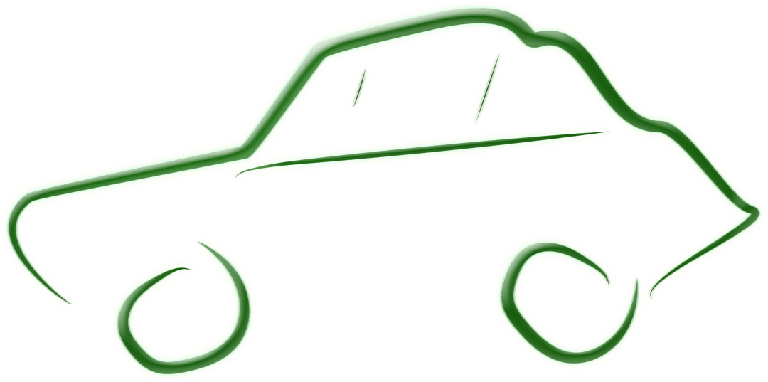 Digital Green Car Outline on Transparent Background
