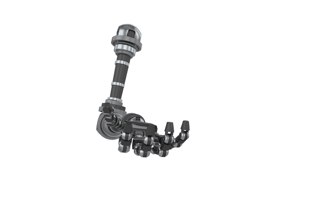 Futuristic Robotic Arm Transparent Background with Mechanical Details