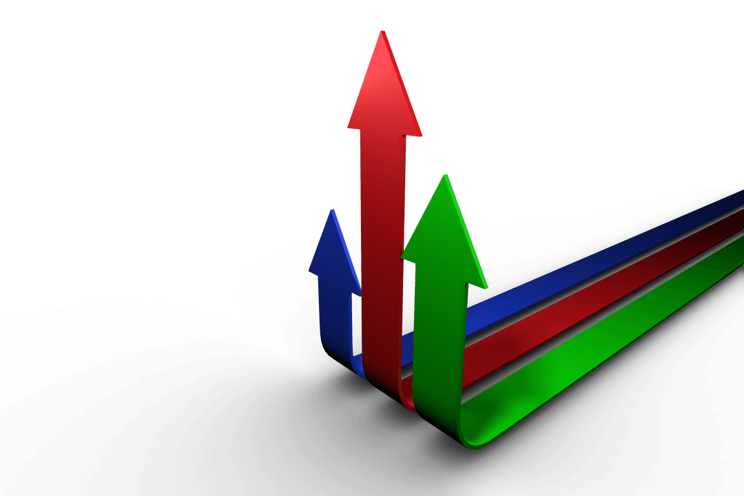 Colorful Arrows on Transparent Background Suggesting Growth Concept