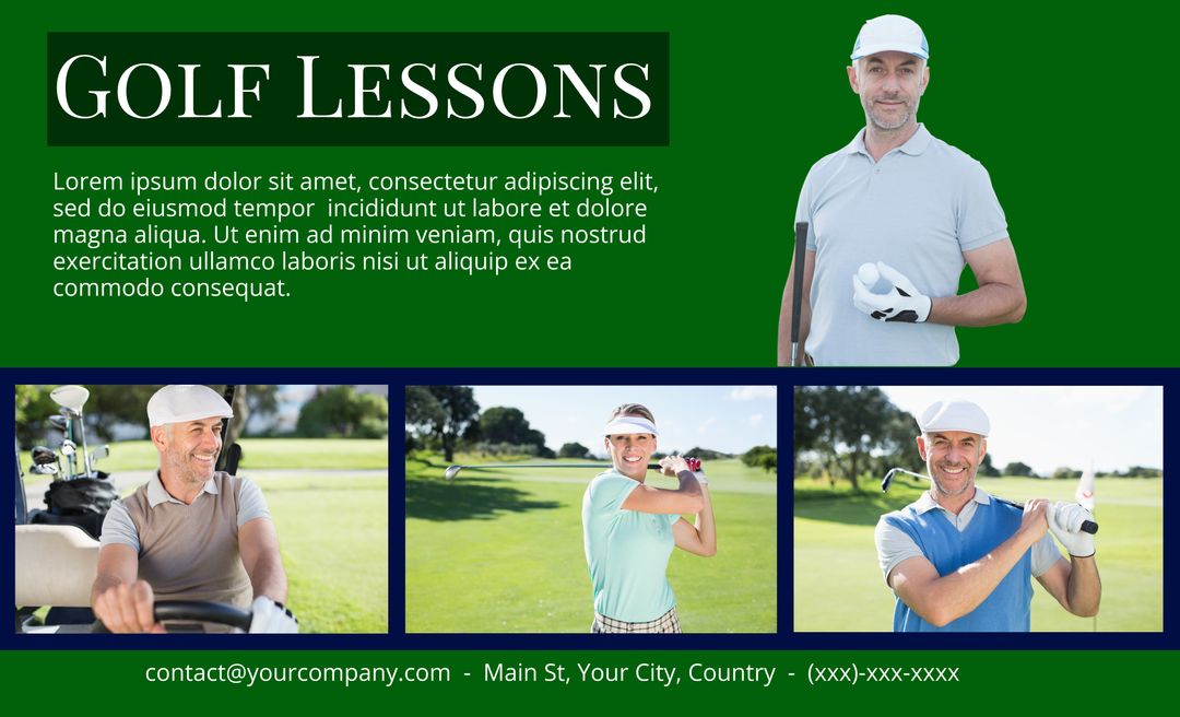 Professional Golf Lessons for All Skill Levels in Diverse Settings - Download Free Stock Templates Pikwizard.com