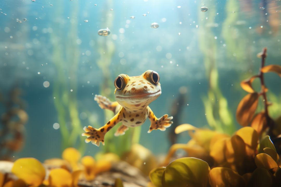 Close up of cute gecko swimming underwater, created using generative ai technology - Free Images, Stock Photos and Pictures on Pikwizard.com