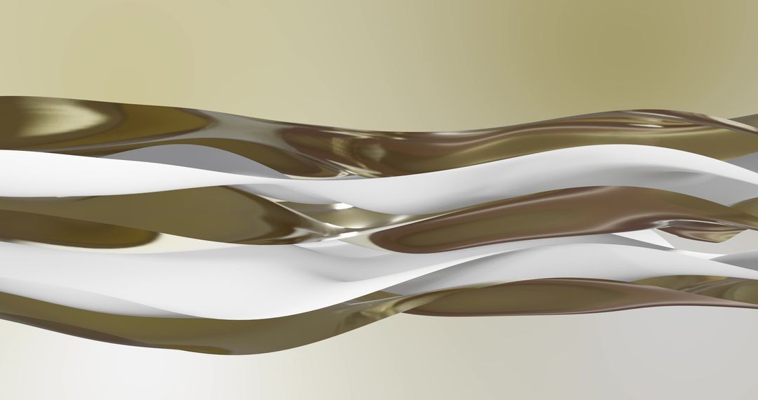 Abstract Waves in Gold and White Colors Flowing Gently