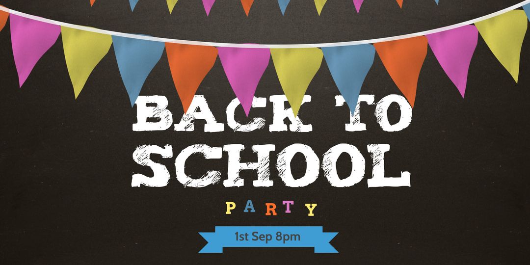 Back to School Party Banner with Colorful Bunting