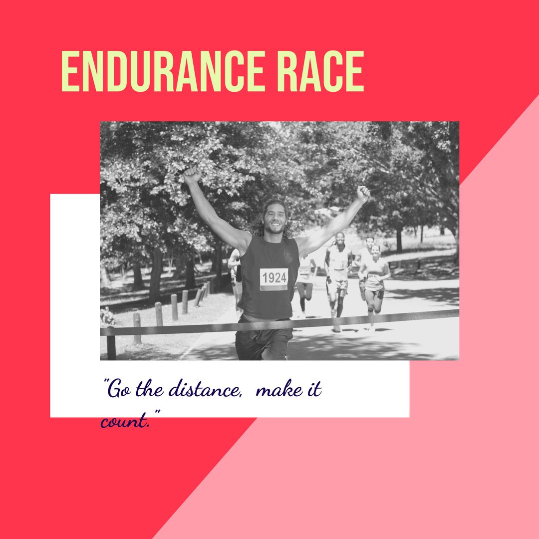 Celebrating Victory in Endurance Race with Cheerful Runner