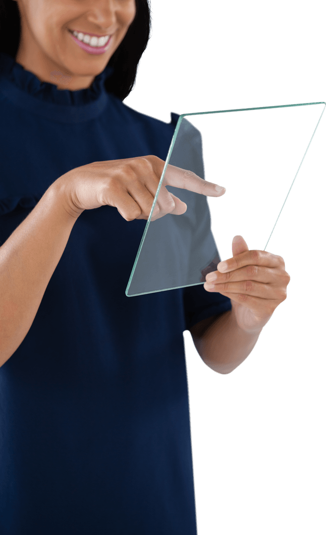 Transparent Futuristic Technology Interaction with Liquid Crystal Glass Panel