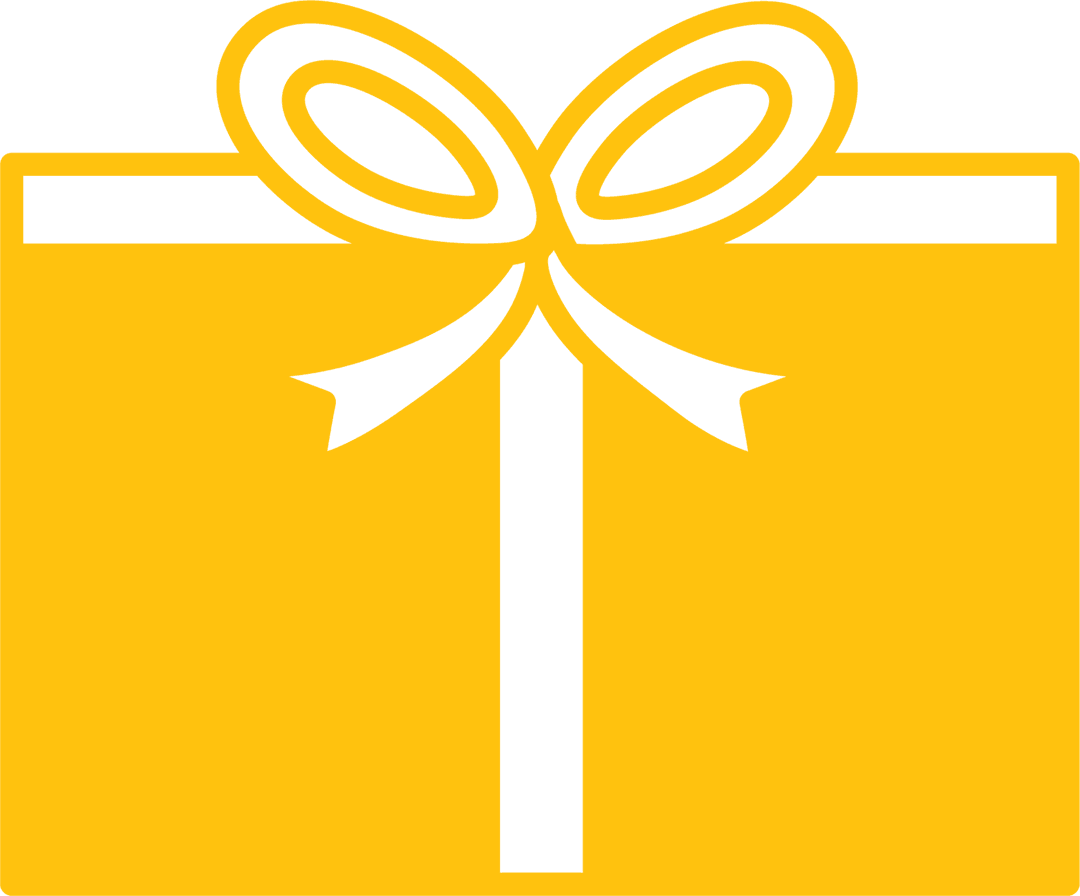 Yellow Gift Box Icon on Transparent Background for Party Themes