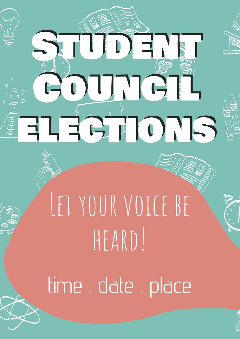 Student Council Elections Announcement with Speech Bubble and Study Icons - Download Free Stock Templates Pikwizard.com