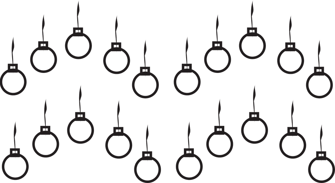 Black Christmas Ornaments Pattern Transparent Vector Illustration