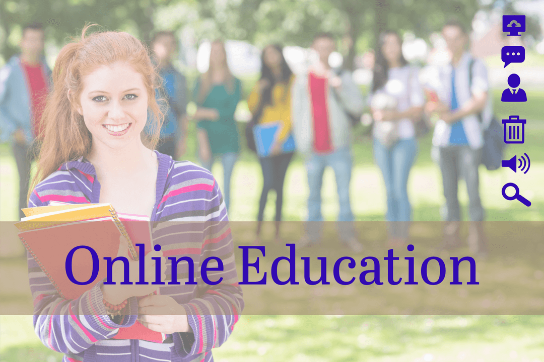 Caucasian Schoolgirl with Online Education Text Transparent Design