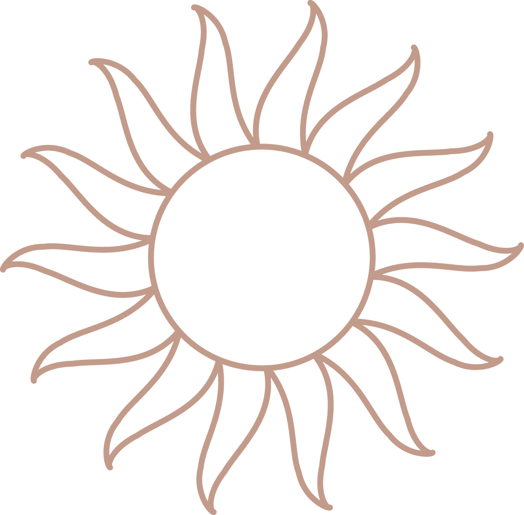 Minimalist Transparent Sun Icon with Wavy Rays