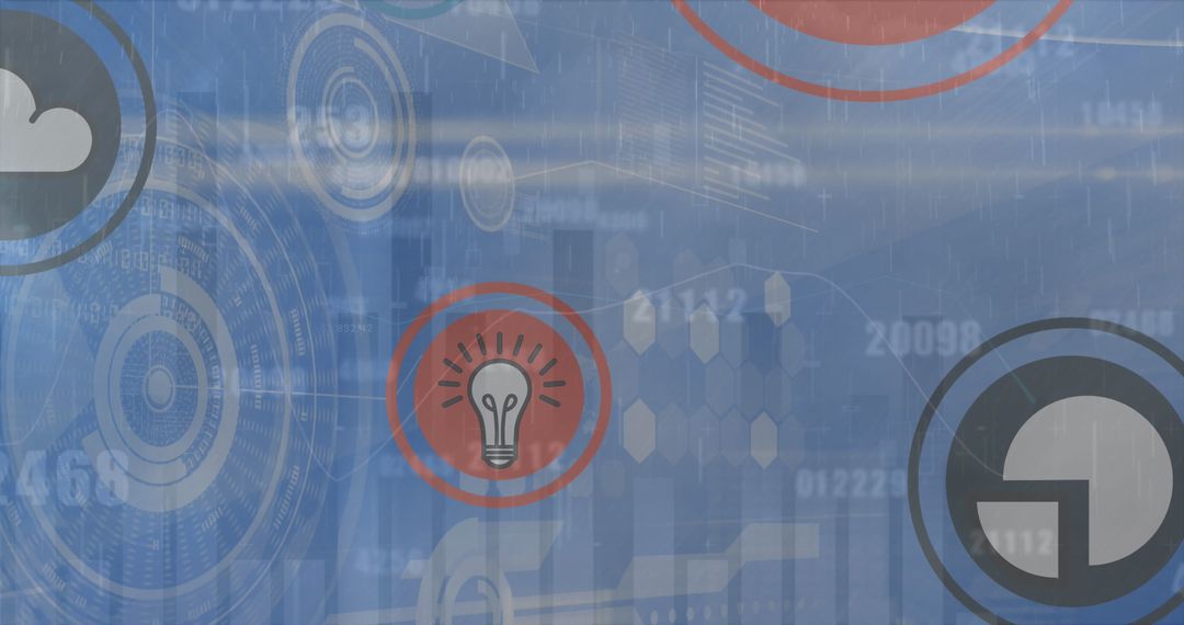 Innovative Blue Digital Interface with Data and Cloud Icons