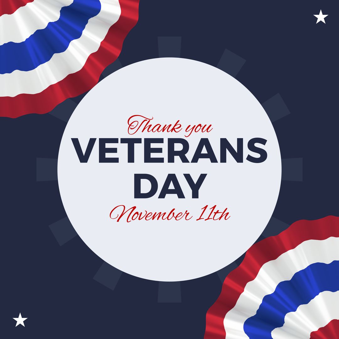 Veterans Day Celebration with Patriotic Colors and Thank You Message