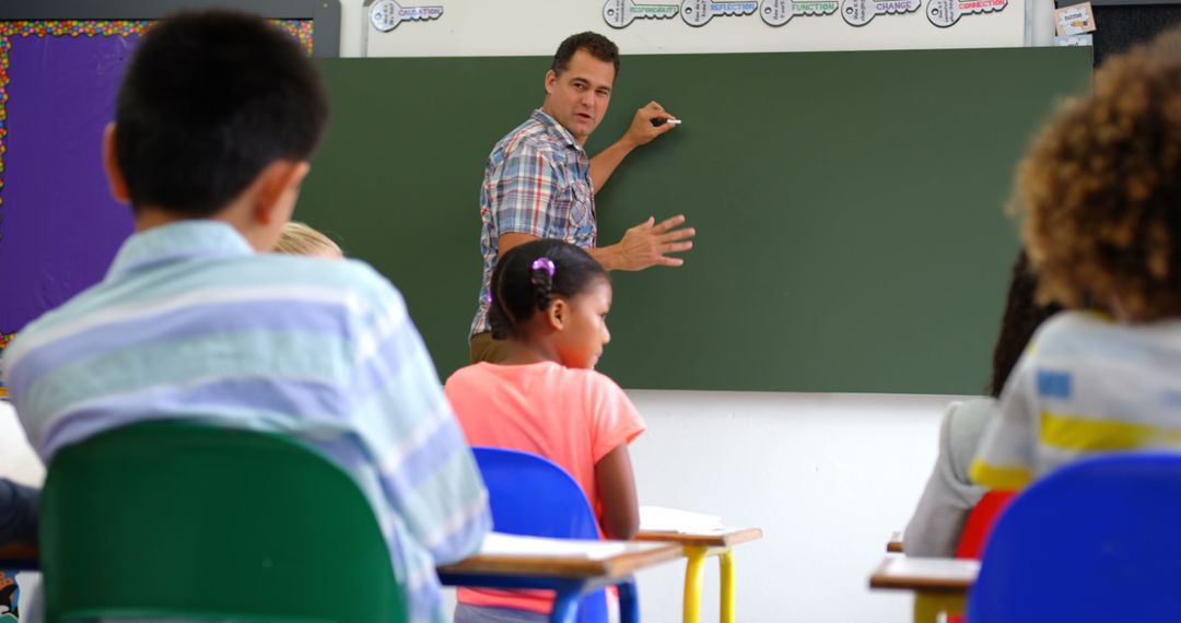 Teacher Explaining Concept to Attentive Multiethnic Students