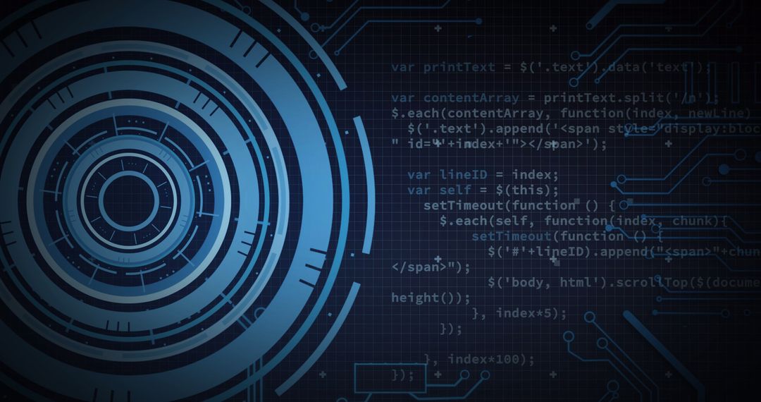 Futuristic Digital Interface with Code and Data Overlay