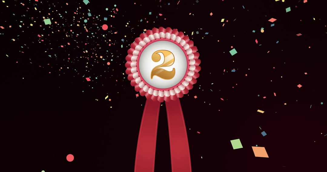 Second Place Award Ribbon with Confetti Celebration