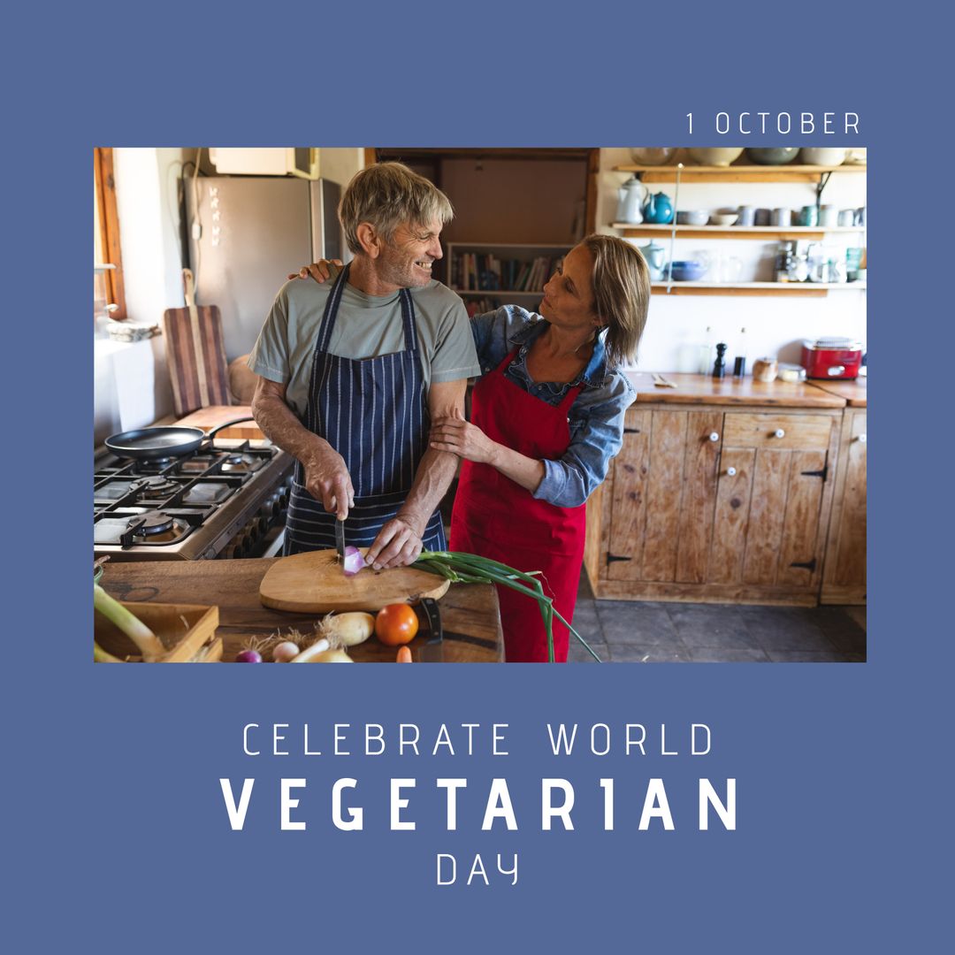 Couple Cooking Together to Celebrate World Vegetarian Day
