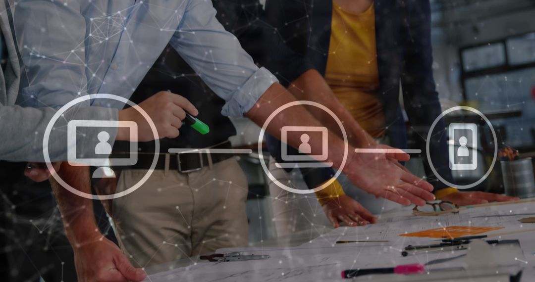 Modern Business Team Collaborating with Digital Tools in Office