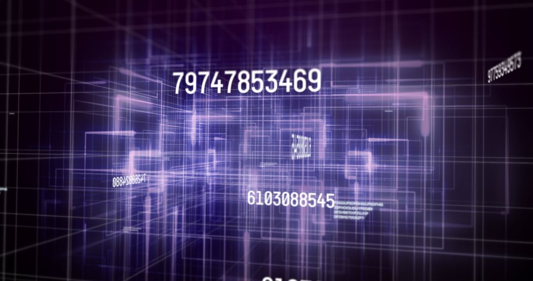 Digital Numbers Matrix in Futuristic Virtual Space
