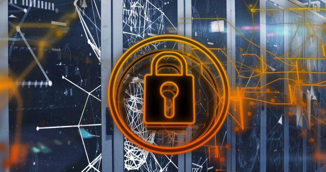 Lock Icon Securing Data Connections in Server Room