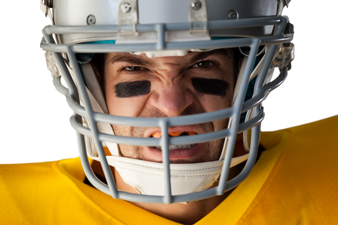 Close-up Transparent Portrait of Aggressive American Football Player Wearing Helmet - Download Free Stock Images Pikwizard.com