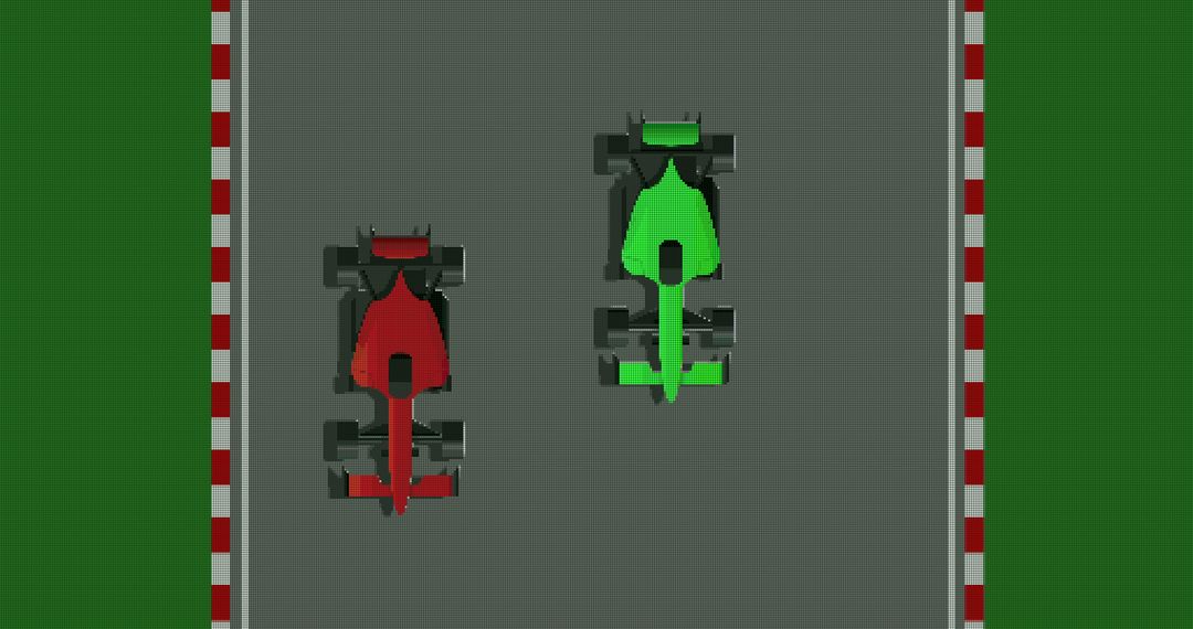 Retro Pixel Racing Game with Red and Green Cars