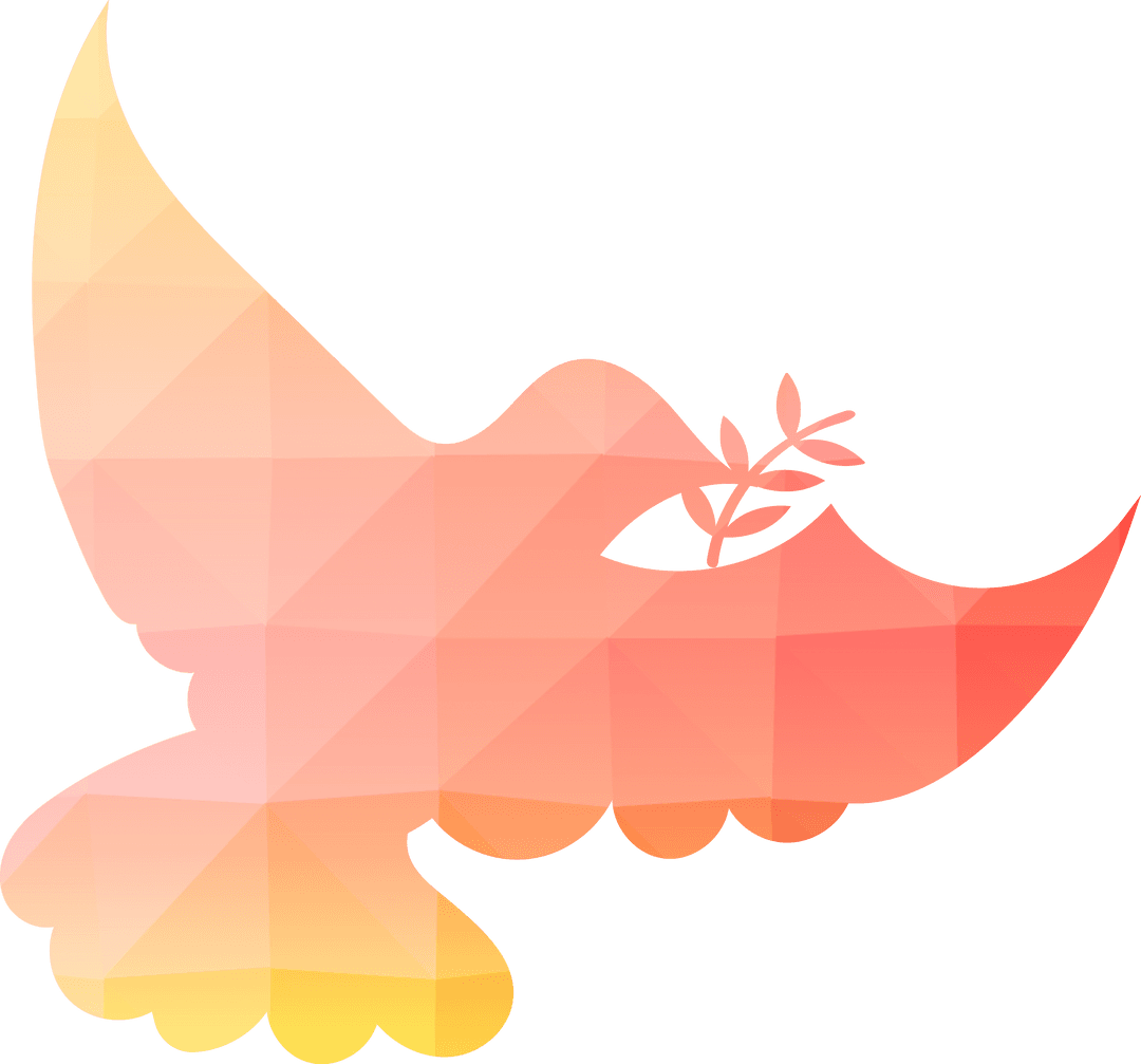 Colorful Transparent Dove Holding Olive Branch Symbol of Peace