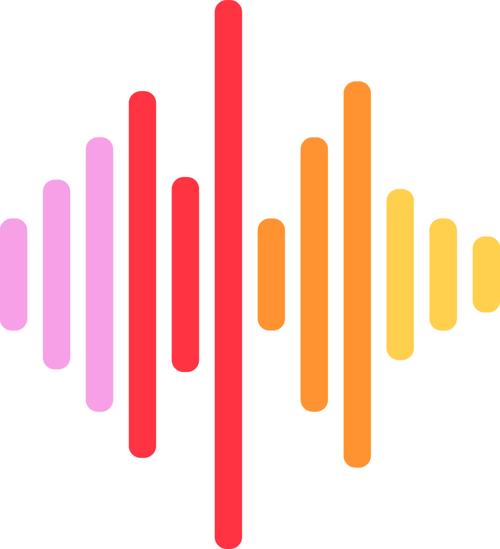 Vibrant Gradient Audio Waveform on Transparent Background