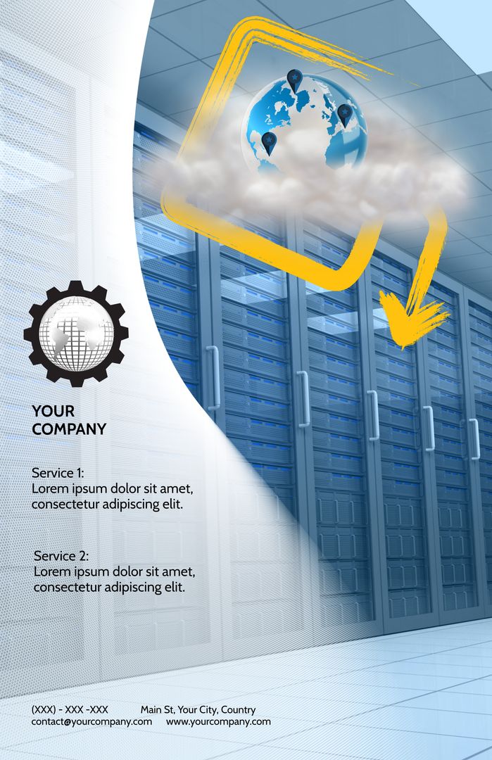 Cloud Computing Services Brochure Design with Server Rack - Download Free Stock Templates Pikwizard.com