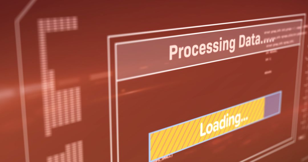 Digital interface showing data processing and loading status