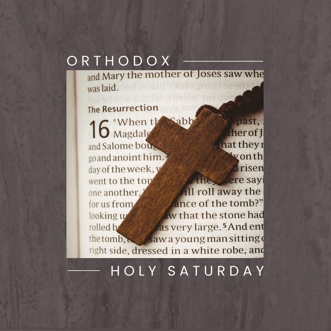 Orthodox Holy Saturday Concept with Cross and Bible