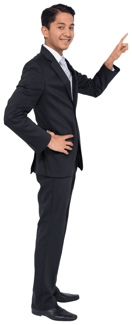 Happy Asian Businessman Standing with Confident Gesture on Transparent Background