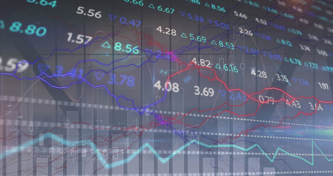 Digital Data Chart and Numbers on Busy Cityscape Backdrop