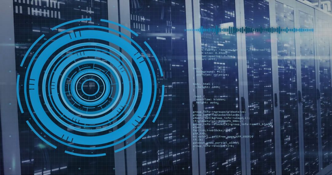 futuristic data processing with servers and digital interface - Free Images, Stock Photos and Pictures on Pikwizard.com