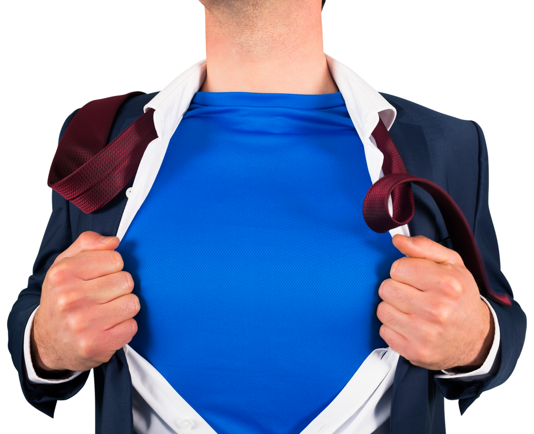 Businessman Opening Shirt Transparent Background Superhero Concept - Download Free Stock Images Pikwizard.com