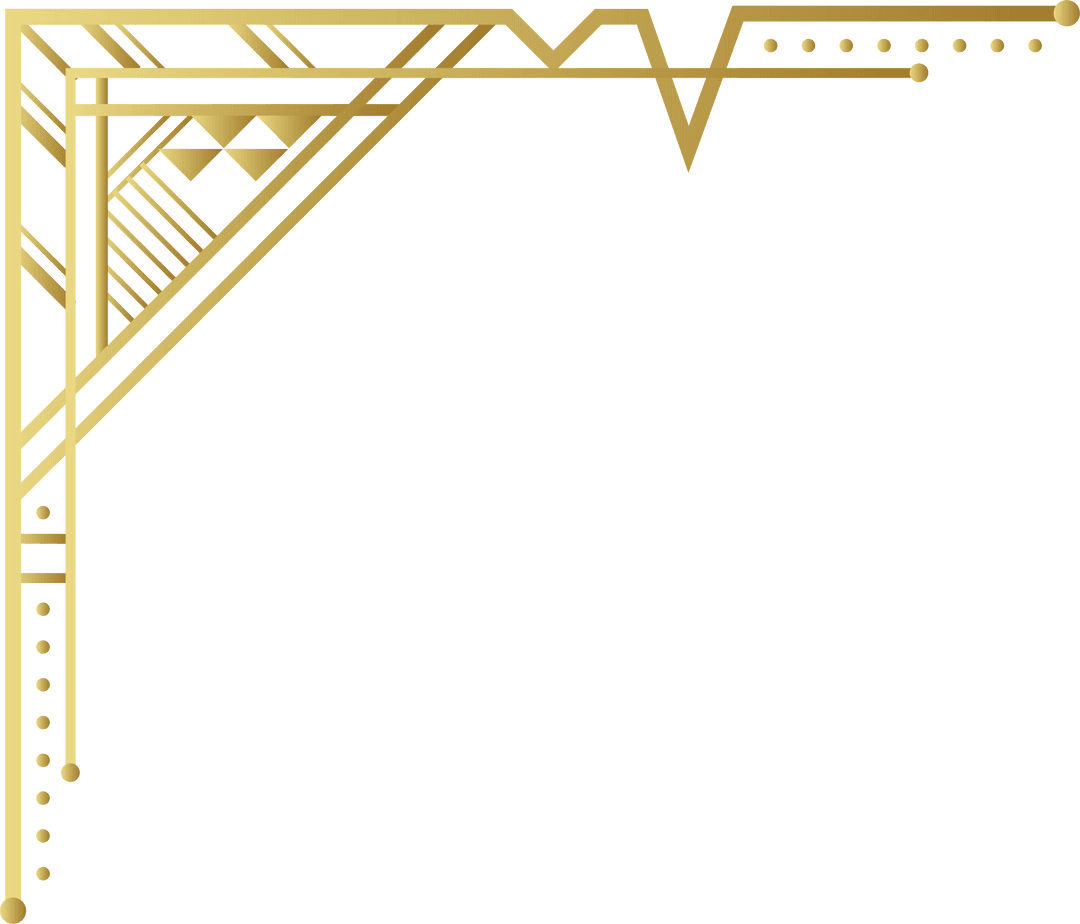 Art Deco Gold Border on Transparent Background for Luxurious Designs