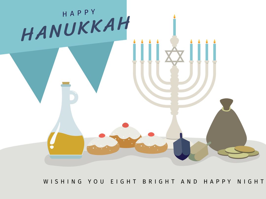 Hanukkah Celebration with Menorah and Sufganiyot