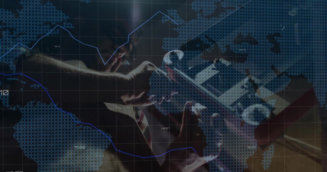 Corporate Professional Analyzing Global Finance Trends with Technology