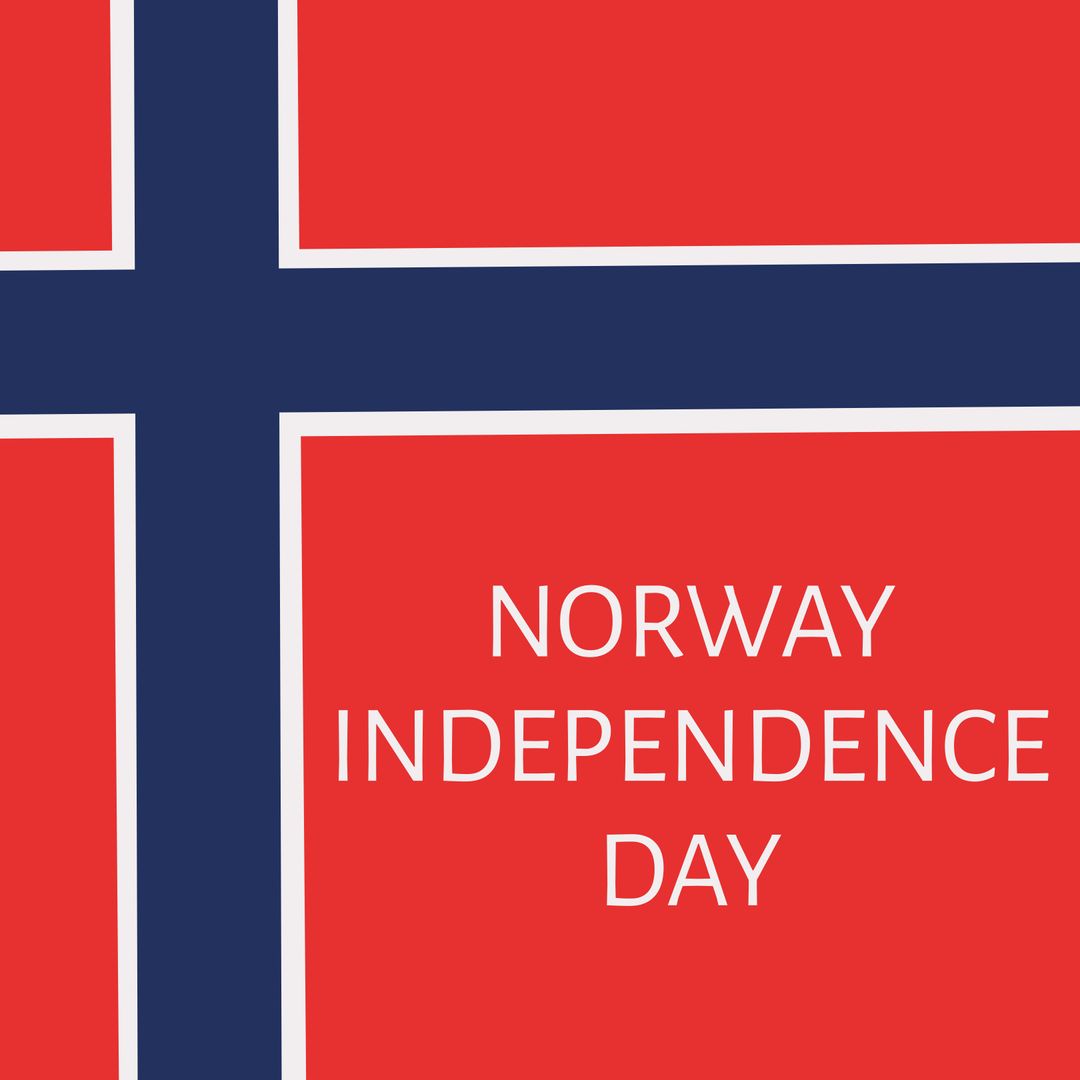 Norwegian Flag with Independence Day Celebration Text
